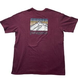 Patagonia Line Logo Ridge Pocket Responsibili-Tee Shirt Red Sz Medium Men's
